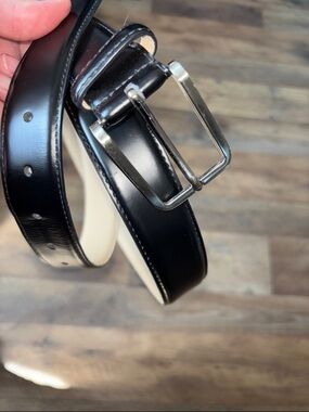 Stacey Adams  Men's Black Leather Dress Belt with Polished Silver Buckle 48”